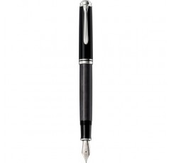 Pelikan 만년필 Souverän 405 Stresemann, 블랙 앤트러사이트, 펜촉 B(브로드), 선물 케이스에 담긴 고품질 피스톤 필러, 803830