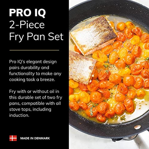 Scanpan Pro IQ 2피스 프라이팬 세트 - 9.5인치 및 11인치 프라이팬 포함 - 사용하기 쉬운 붙지 않는 조리기구 - 식기 세척기, 금속 기구 및 오븐 안전 - 덴마크에서 수작업으