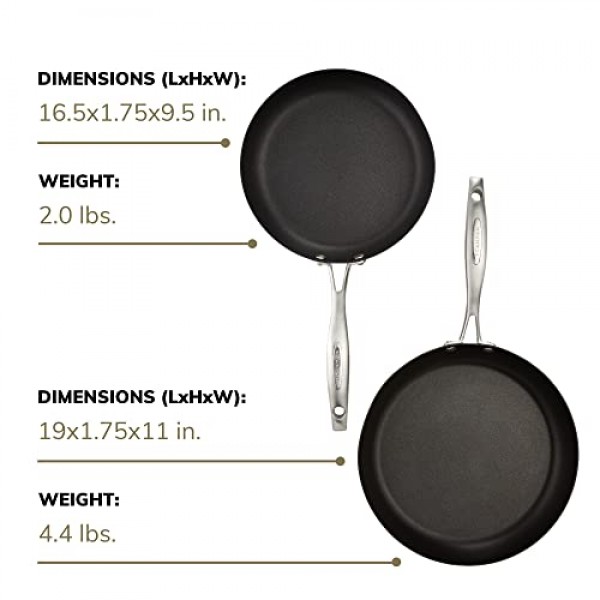 Scanpan Pro IQ 2피스 프라이팬 세트 - 9.5인치 및 11인치 프라이팬 포함 - 사용하기 쉬운 붙지 않는 조리기구 - 식기 세척기, 금속 기구 및 오븐 안전 - 덴마크에서 수작업으