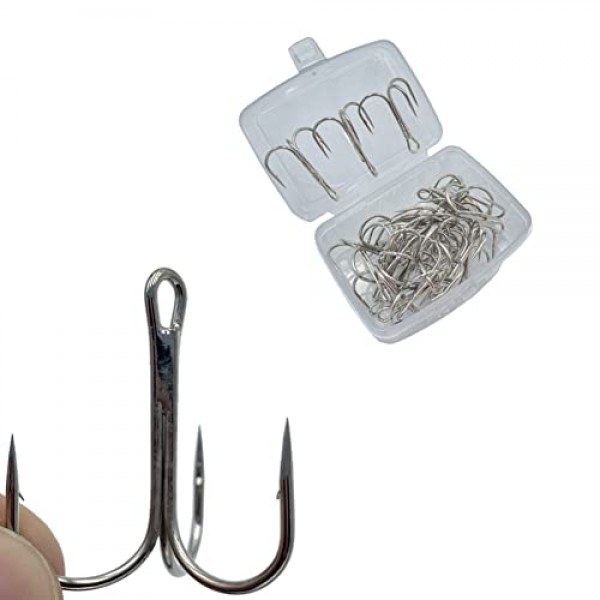 50pcs 낚시 후크 은빛 튜바 트레블 후크 하이 카본 트레블 후크 슈퍼 샤프 솔리드 크기 1/0 2/0 3/0 4/0 5/0 트리플 가시 강철 물고기 후크