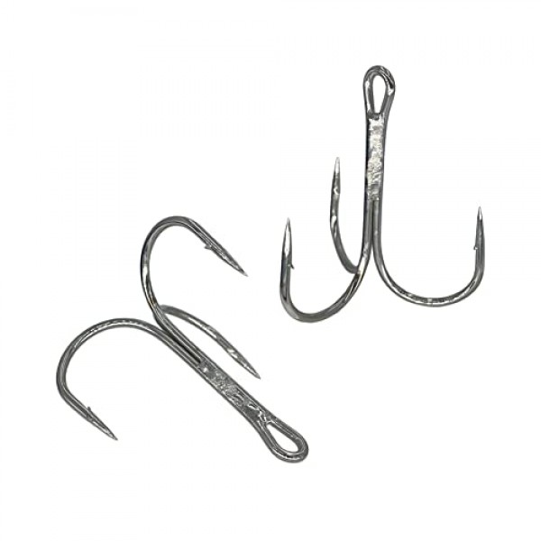 50pcs 낚시 후크 은빛 튜바 트레블 후크 하이 카본 트레블 후크 슈퍼 샤프 솔리드 크기 1/0 2/0 3/0 4/0 5/0 트리플 가시 강철 물고기 후크