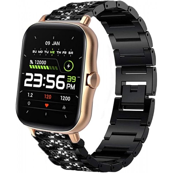 Findtime 1.7 인치 밴드, onetuo 쥬얼리 메탈 라인 석 다이아몬드 블링과 호환 Findtime 1.7 인치 Smartwatch Black과 호환 가능