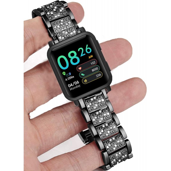 Findtime 1.7 인치 밴드, onetuo 쥬얼리 메탈 라인 석 다이아몬드 블링과 호환 Findtime 1.7 인치 Smartwatch Black과 호환 가능
