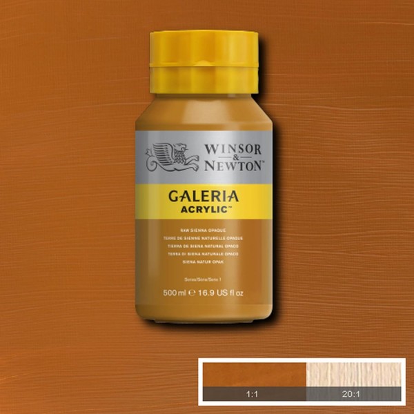 Winsor & Newton 2150553 갤러리아 아크릴 페인트, 높은 착색, 내광성, 버터 같은 일관성, 500ml 포트 - 번트 시에나 불투명