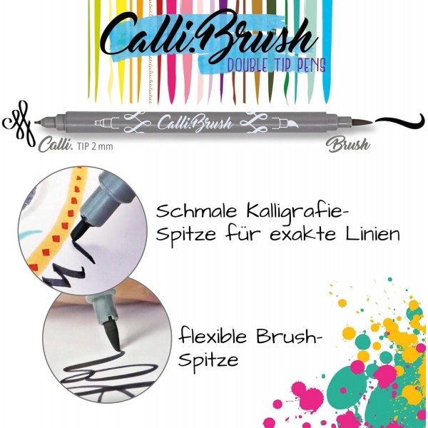 온라인 브러시 펜 세트 Calli.Brush I 캘리그래피 팁 및 브러시 팁이 포함된 24개의 이중 팁 브러시 펜 I 캘리그래피, 불릿 저널 및 Co. I를 위한 대나무 상자 멀티컬러 대나