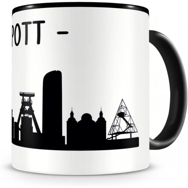 Samunshi□Ruhrpott Skyline Ruhr 에어리어 컵 커피 컵 찻잔 H:95mm/D:82mm black black/black