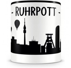 Samunshi□Ruhrpott Skyline Ruhr 에어리어 컵 커피 컵 찻잔 H:95mm/D:82mm black black/black