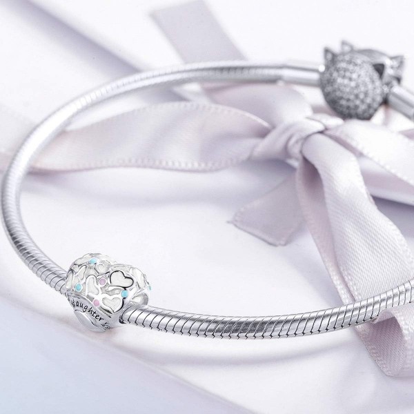 Lamenars Beloved Daughter Heart 925 Sterling Silver Bead Charm Fits European Charm Bracelets & 목걸이