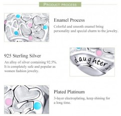 Lamenars Beloved Daughter Heart 925 Sterling Silver Bead Charm Fits European Charm Bracelets & 목걸이