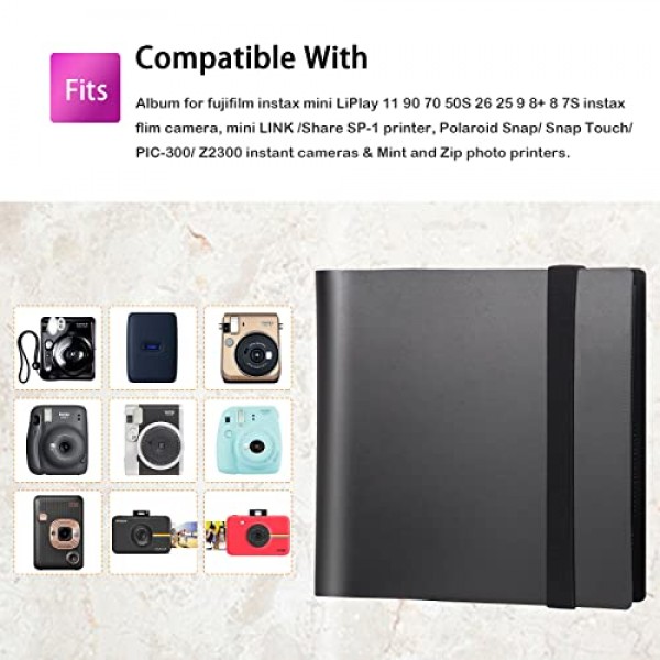 Fujifilm Instax Mini 11 12 evo 90 70 9 8+ 8 LiPlay 인스턴트 카메라/폴라로이드 스냅 SnapTouch PIC-300 Z2300 인스턴트 카메라(검은색)용 672 포켓 미니 사진 앨범