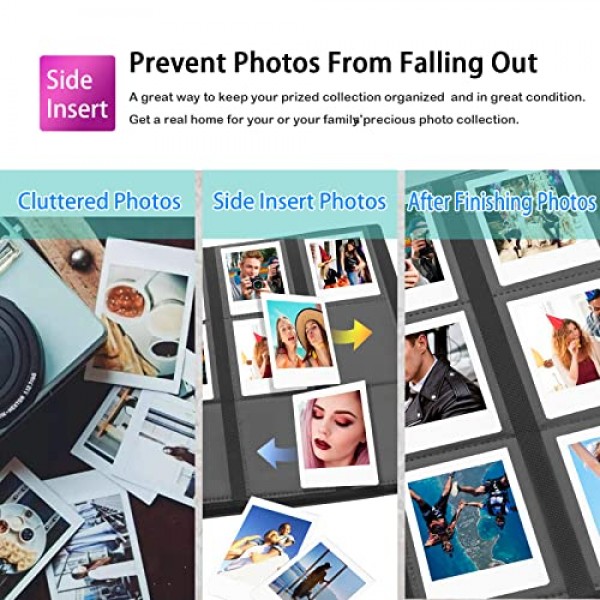 Fujifilm Instax Mini 11 12 evo 90 70 9 8+ 8 LiPlay 인스턴트 카메라/폴라로이드 스냅 SnapTouch PIC-300 Z2300 인스턴트 카메라(검은색)용 672 포켓 미니 사진 앨범