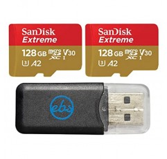 SanDisk Extreme(UHS-1 U3/V30) A2 128GB Micro SD(2팩) GoPro Hero 10용 메모리 카드 Black Action Cam Hero10 SDXC(SDSQXA1-128G-GN6MN) 번들, Stromboli MicroSD 카드 리더기를 제외한 모든 제품 1개 포함