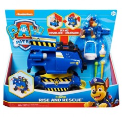 PAW PATROL 10th Anniversary Chases Rise and Rescue 변형 가능한 장난감 자동차, 액션 피규어 및 액세서리 포함 연령 3+ 경찰 차량