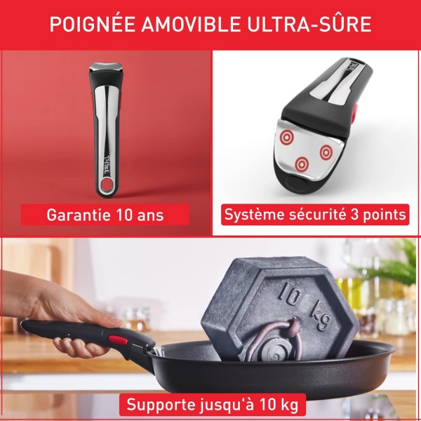 Tefal Ingenio Preference On 7 Piece 조리기구 Stainless Steel Safe Non Stick Stackable Space Saving 온도 Display Induction Made in France L9749702