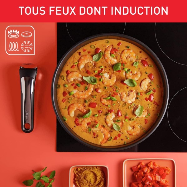 Tefal Ingenio Preference On 7 Piece 조리기구 Stainless Steel Safe Non Stick Stackable Space Saving 온도 Display Induction Made in France L9749702