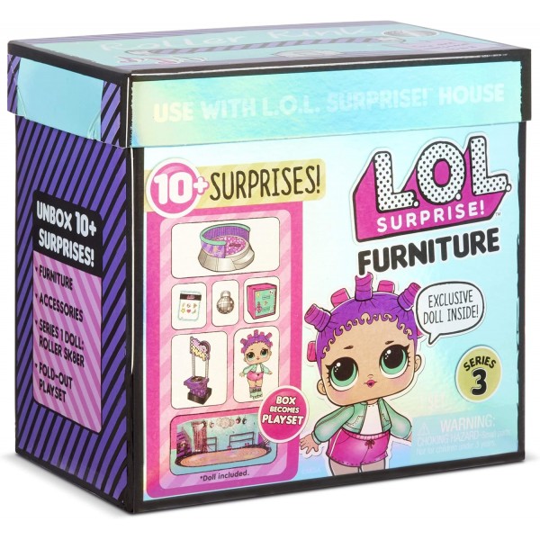 LOL Surprise Collectable Dolls for Girls - 10가지 서프라이즈 및 액세서리 포함 - Roller Sk8er - 가구 시리즈 3