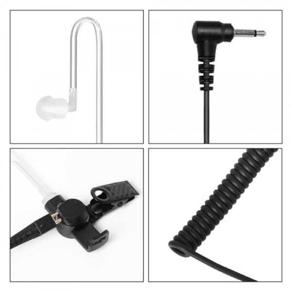3.5mm 1핀 듣기 전용 Motorola Kenwood Baofeng 등의 스피커 마이크용 음향 튜브 이어폰, 경찰 보안 및 법 집행용 음향 튜브 수신 전용 헤드셋(2팩)