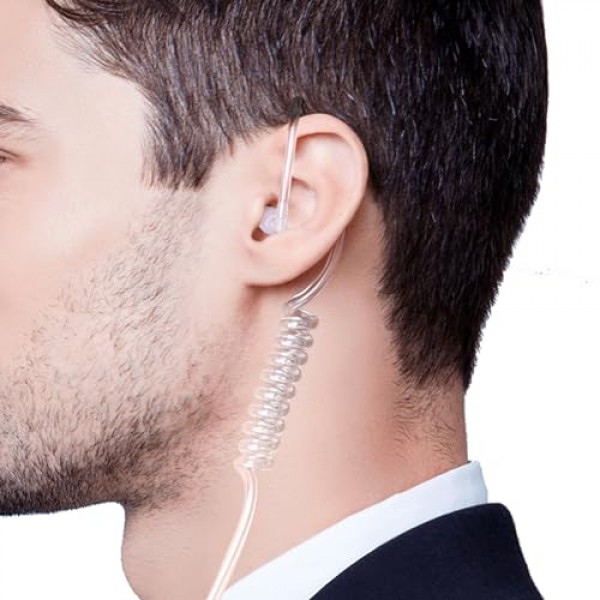 3.5mm 1핀 듣기 전용 Motorola Kenwood Baofeng 등의 스피커 마이크용 음향 튜브 이어폰, 경찰 보안 및 법 집행용 음향 튜브 수신 전용 헤드셋(2팩)