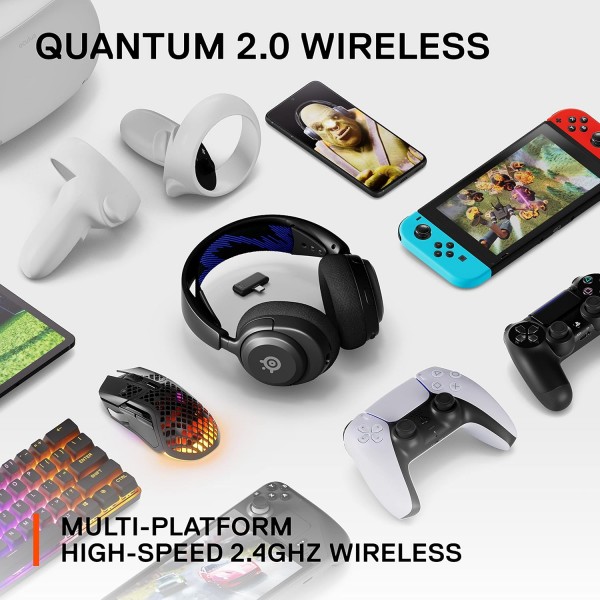 SteelSeries Arctis Nova 4P Wireless – 다중 플랫폼 게임용 헤드셋 – 360° 서라운드 사운드 – 2,4GHz 고속 무선 – 36 Std. Akkulaufzeit – USB-C – Gen 2-Mikrofon – PS, PC, PSVR 2, Switch Arct
