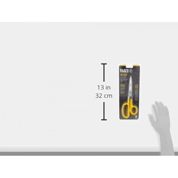 Klein Tools 22003 가위, 활용도가 높은 유틸리티 전단기는 고무부터 금속까지 무엇이든 절단 가능, 확장 핸들 포함, 톱니 모양 블레이드, 8인치
