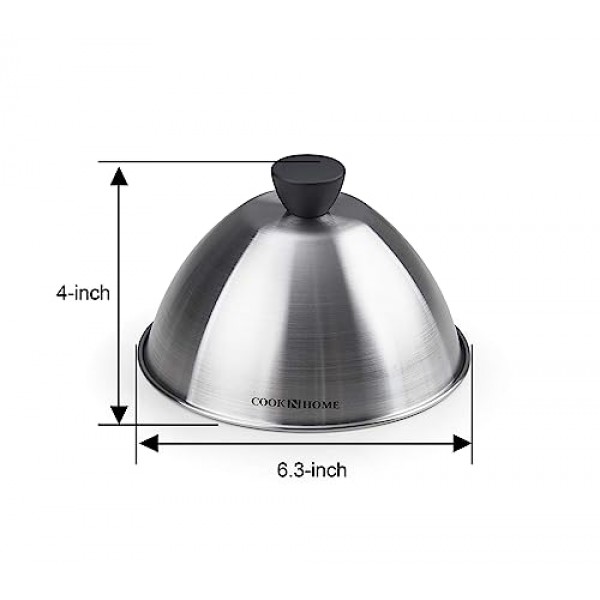 Cook N Home 02664 스테인리스 스틸 그릴 요리용 찜용 돔 뚜껑, 2팩, 6인치, 실버