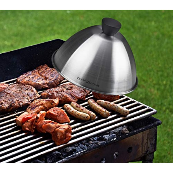 Cook N Home 02664 스테인리스 스틸 그릴 요리용 찜용 돔 뚜껑, 2팩, 6인치, 실버