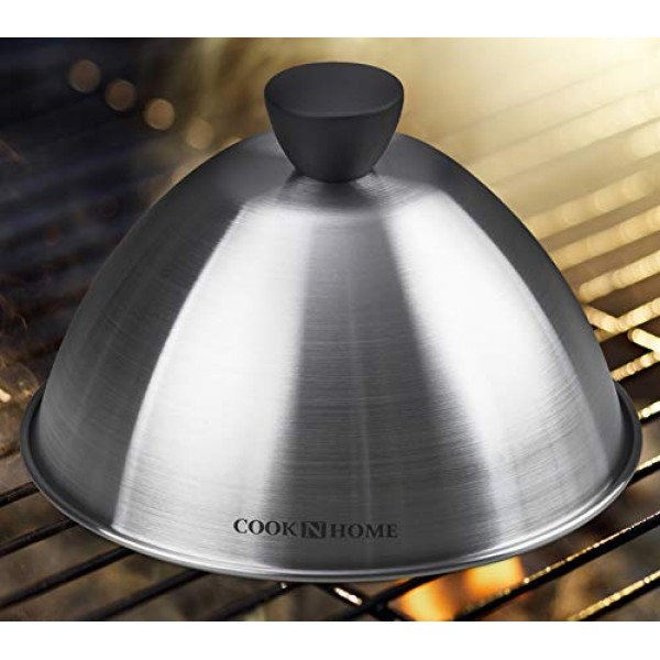Cook N Home 02664 스테인리스 스틸 그릴 요리용 찜용 돔 뚜껑, 2팩, 6인치, 실버