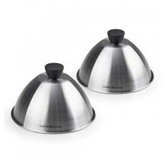 Cook N Home 02664 스테인리스 스틸 그릴 요리용 찜용 돔 뚜껑, 2팩, 6인치, 실버
