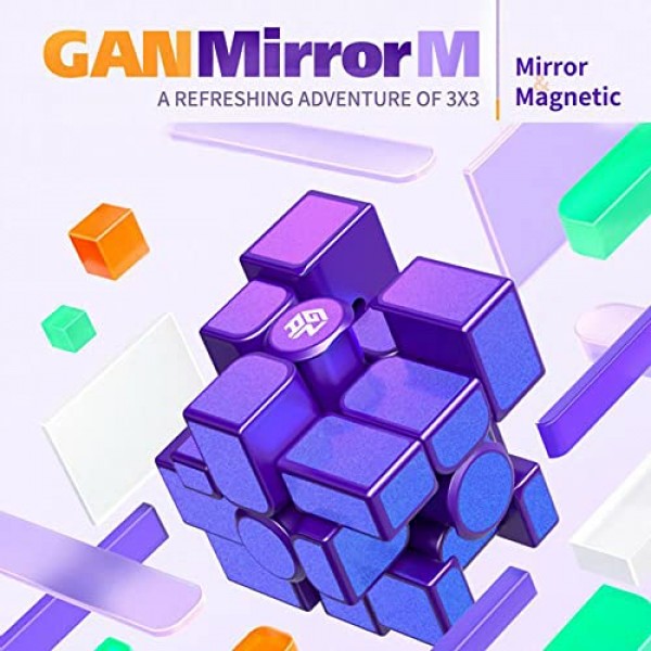 BroMoCube GAN 미러 M 큐브 3x3 2022 자기 속도 큐브 보라색 컬러 GAN 미러 큐브 3x3x3 퍼즐 완구