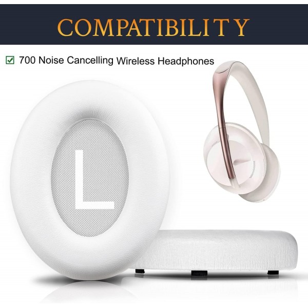 Bose 700(NC700 NC 700) 소음 제거 헤드폰용 SOULWIT 교체용 이어 패드 헤드폰, 부드러운 가죽과 소음 감소 폼으로 된 이어패드 패드, 고품질 액세서리 화이트