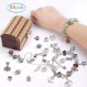 QH-Shop DIY 매력 팔찌 키트, 펜던트 컬러 비즈가있는 58Pcs 쥬얼리 만들기 공예 키트 실버 체인, 소녀를위한 수제 선물 십대 생일 기념일