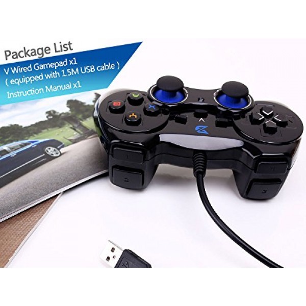 PC/노트북 컴퓨터(Windows XP/7/8/10/11) 및 PS3 및 Android 및 Steam용 ZD-V+ USB 유선 게이밍 컨트롤러 게임패드 - [블랙]