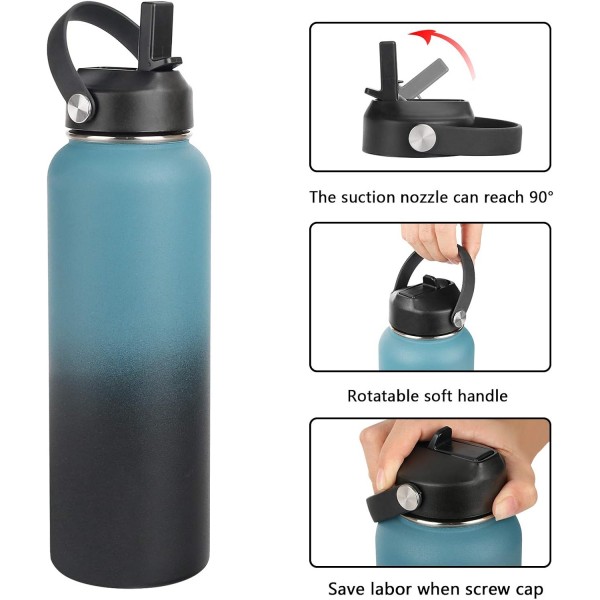 HydroFest HydroFest Straw Cap for Hydroflask Wide Mouth Water Bottle Straw Lid Flexible Grip Fits Hydro Flask 30ml 40ml 50ml 80cm 80cm 100ml 스포츠 마시는 밀짚 모자 물병 뚜껑 액세서리(검은색, 1개) 