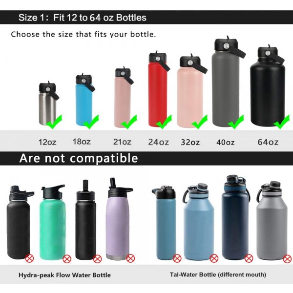 HydroFest HydroFest Straw Cap for Hydroflask Wide Mouth Water Bottle Straw Lid Flexible Grip Fits Hydro Flask 30ml 40ml 50ml 80cm 80cm 100ml 스포츠 마시는 밀짚 모자 물병 뚜껑 액세서리(검은색, 1개) 