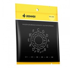Donner 어쿠스틱 기타 현 - 가벼운 어쿠스틱 강철 현 인청동 코팅, 6현 1팩, 11-50, 따뜻하고 밝으며 균형 잡힌 어쿠스틱 톤, 항산화 코팅, DAS-20L
