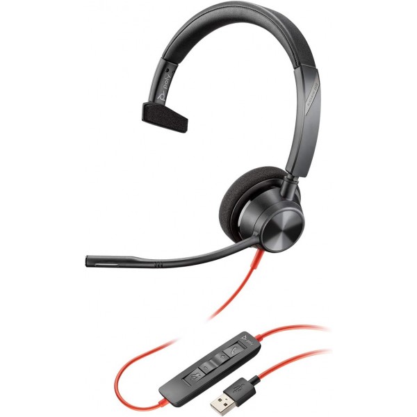 Plantronics - Blackwire 3310 USB-A(폴리) - 마이크 붐이 포함된 유선 1이어 헤드셋(모노) 및 마이크 붐이 포함된 Blackwire 3320 USB-A(폴리) - 마이크 붐이 포함된 유선 2이어 헤드셋(
