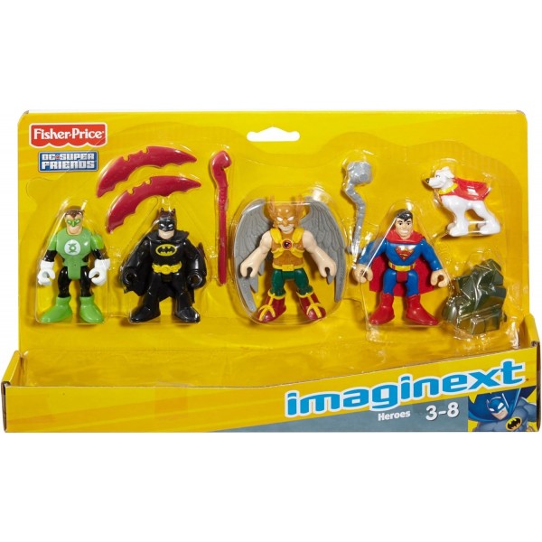Fisher-Price Imaginext DC 코믹스 슈퍼 프렌즈 히어로 피규어 세트 - 배트맨 - 슈퍼맨 - 호크맨