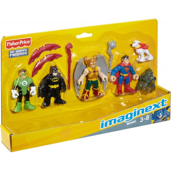 Fisher-Price Imaginext DC 코믹스 슈퍼 프렌즈 히어로 피규어 세트 - 배트맨 - 슈퍼맨 - 호크맨