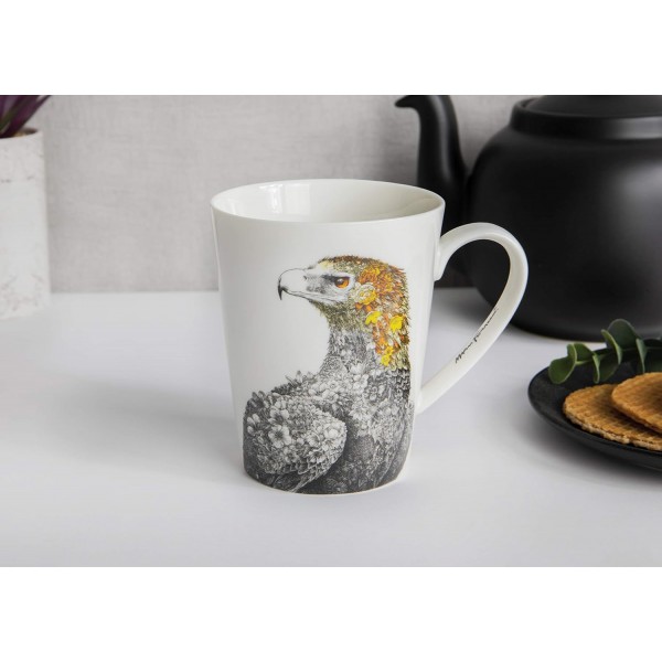 Maxwell & Williams Marini Ferlazzo Birds Fine China Mug with Wedge-Tailed Eagle Design, Gift Boxed, Black/White, 450ml