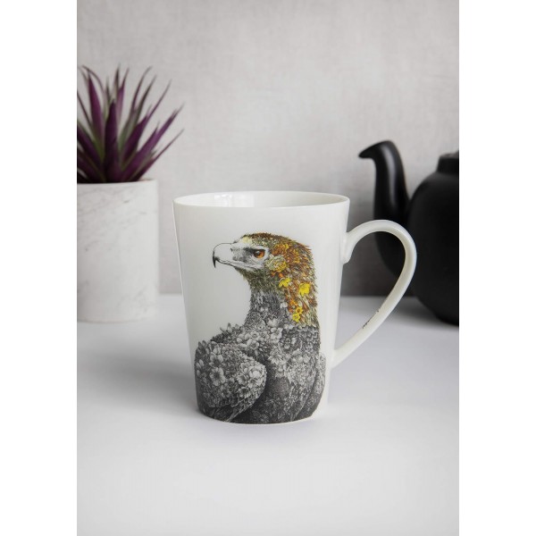 Maxwell & Williams Marini Ferlazzo Birds Fine China Mug with Wedge-Tailed Eagle Design, Gift Boxed, Black/White, 450ml