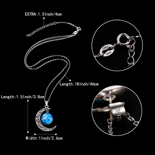 Clearine 925 Sterling Silver 12 Zodiac Constellation Crescent Pendant with Luminous Glass 동전 목걸이 04. 황소자리 (4월 20일 - 5월 20일)