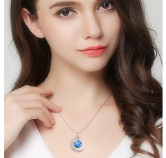 Clearine 925 Sterling Silver 12 Zodiac Constellation Crescent Pendant with Luminous Glass 동전 목걸이 04. 황소자리 (4월 20일 - 5월 20일)