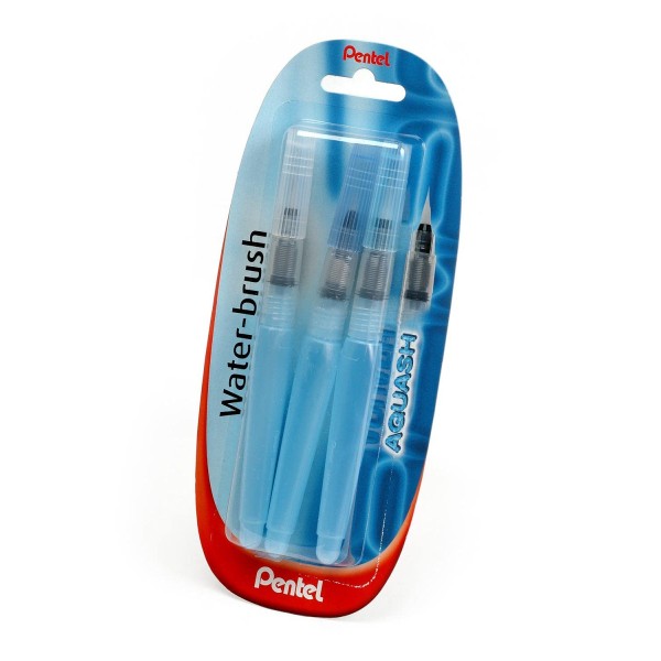 Pentel Aquash Brush FRH, 미세한, 중간 및 큰 팁이 있는 물 탱크용 브러시 3개 세트(포장은 다를 수 있음) 3개(1팩)