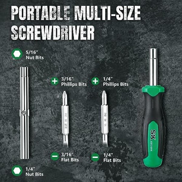 SK 6-in-1 드라이버, 올인원 멀티 비트, 자석, S2 강철, SureGrip 핸들