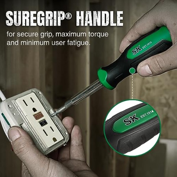 SK 6-in-1 드라이버, 올인원 멀티 비트, 자석, S2 강철, SureGrip 핸들