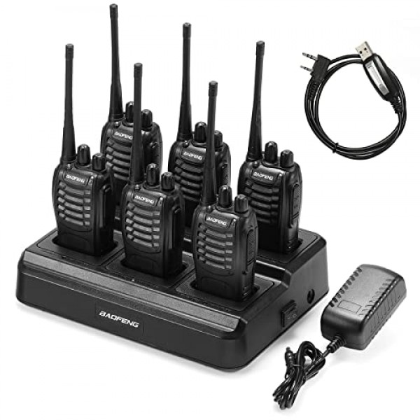 BAOFENG BF-888S 성인용 워키토키 6개, 장거리 양방향 라디오, 1500mAh 16 채널, 라디오 6개 이어폰 6개 6방향 충전기 1개 케이블 1개