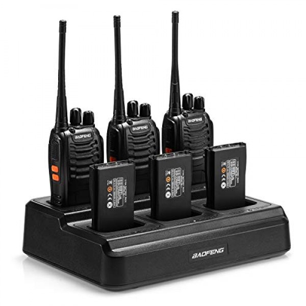 BAOFENG BF-888S 성인용 워키토키 6개, 장거리 양방향 라디오, 1500mAh 16 채널, 라디오 6개 이어폰 6개 6방향 충전기 1개 케이블 1개