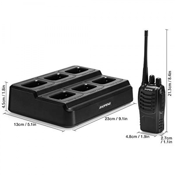 BAOFENG BF-888S 성인용 워키토키 6개, 장거리 양방향 라디오, 1500mAh 16 채널, 라디오 6개 이어폰 6개 6방향 충전기 1개 케이블 1개