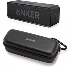 Anker 업그레이드, IPX5 방수, 스테레오 사운드, 24시간 재생, 공식 여행 케이스가 포함된 휴대용 무선 스피커 번들을 갖춘 Soundcore Bluetooth 스피커