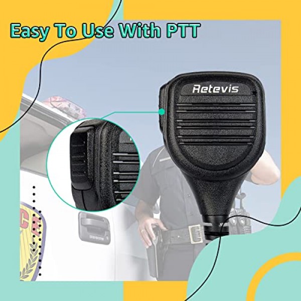Retevis RB89 숄더 스피커 마이크, 3.5mm 오디오 잭, 워키 토키 스피커 마이크 호환 RT22 RT68 RT21 RB26 RT86 Baofeng BF-F8HP UV-5R UV-5G Plus 5RM Samcom Arcshell(1 팩)